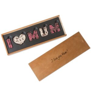 Belgian Brands - Chocolate Gifts - Dark Chocolate Letters - I Love Mum Mothers Day Chocolissimo