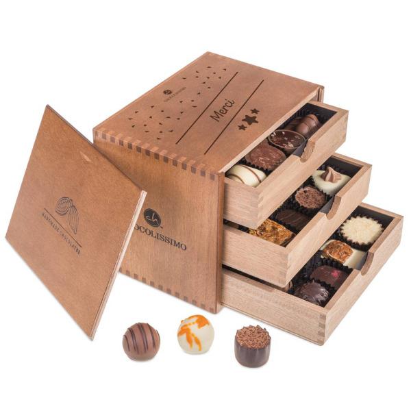 ChocoGrande - Merci - Chocolates Wooden box with chocolates Chocolissimo > Pralines Chocolissimo
