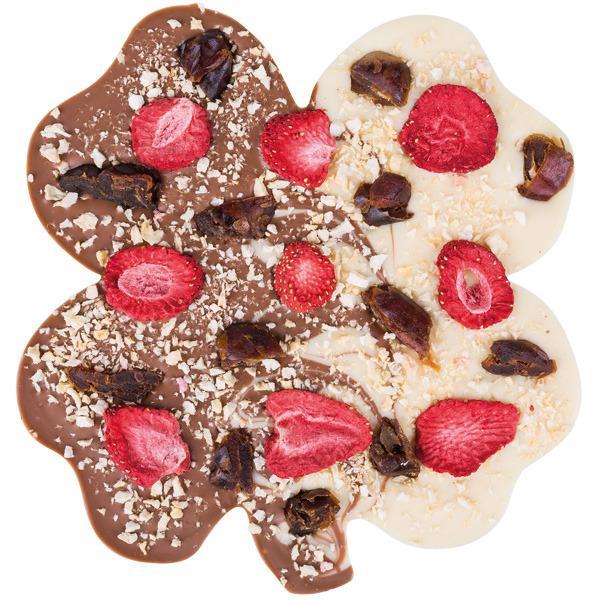 Chocolate four leaf clover with fruits Chocolate tablet Chocolissimo > Chocolate gifts Chocolissimo