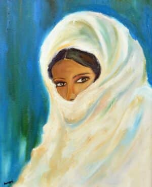 Egyptian Art - Oil Painting On Canvas - Tunisian Lady Paintings Amani Elbayoumi Art Collection