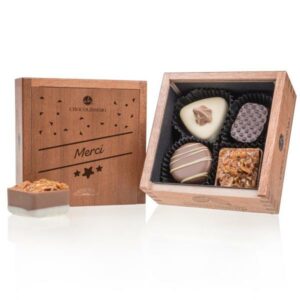 Elegance Mini - Merci - Chocolates Wooden box with chocolates Chocolissimo > Pralines Chocolissimo