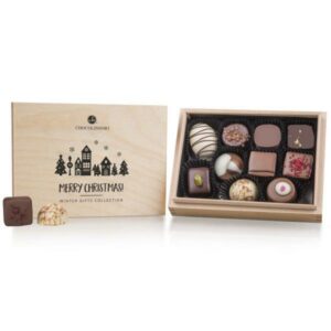 Premiere Mini - Xmas - Without alcohol - Chocolates Wooden box with chocolates Chocolissimo > Chocolate gifts Chocolissimo