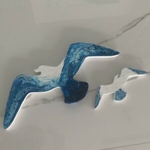 Turkish Fine Art - Art On Wood - Reflection Of The Sea On Seagulls Globalchocostore > Turkish Art > Original Painting > Acrylics On Canvas Ayfer Tüğen Art Collection