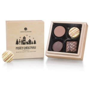 Xmas Premiere Quadro Mini - Without alcohol - Chocolates Chocolates in a wooden box Chocolate gifts > -> Occasions  Christmas presents Chocolissimo